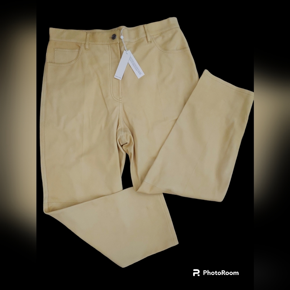 Rebecca Taylor 100% lamb leather crop pants women 14